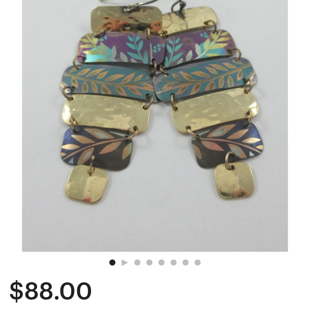 Elegant Gold and Blue Leaf Earrings